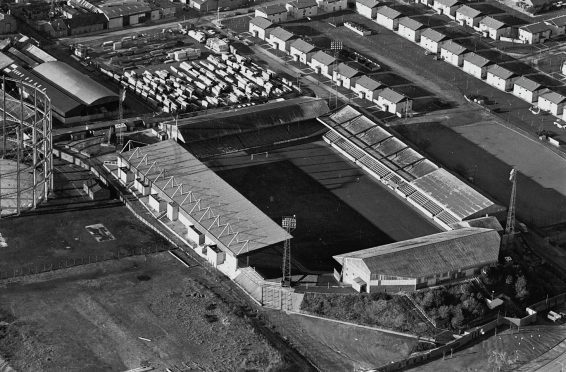Pittodrie Stadium home of Aberdeen FC, in 1984.