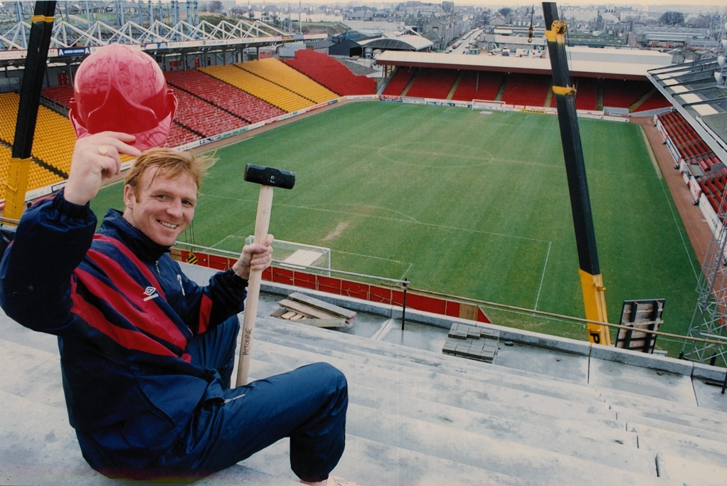 Alex McLeish samples the upper stand. Richard Donald Stand.