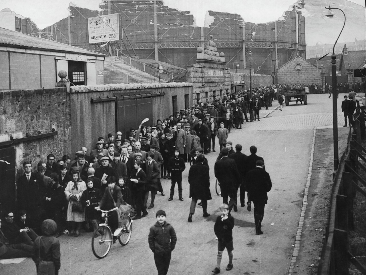 Queues snake round from the ticket office on Pittodrie Street for a cup tie against Hibs in 1967