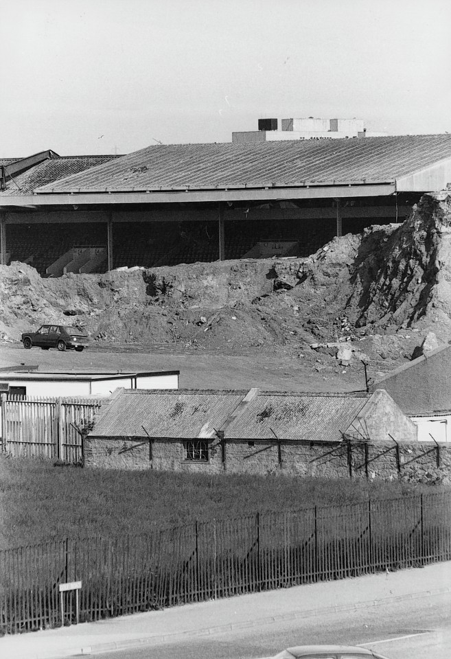 The old Beach End is demolished in preparation for a new stand to be built in 1992