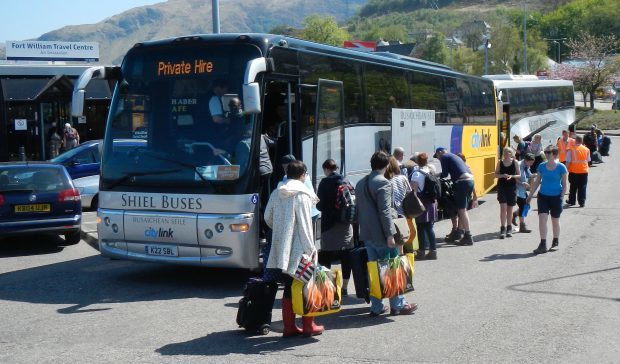 Passengers were transferred onto buses to get them around the stuck bridge