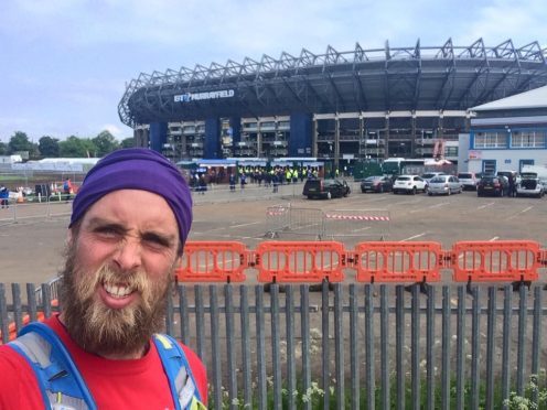 Ben Smith at Murrayfield during his challenge.