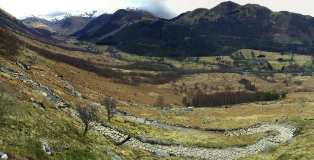 An aerial view of a section of the Ben Nevis Mountain Path worked on during the first phase