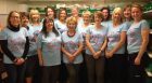 Some of the midwives taking part in the challenge wearing their "LetsMUCIn" T-shirts