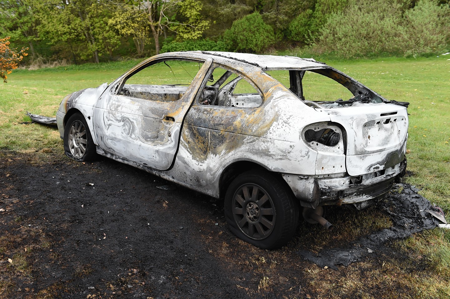 The remains of the burnt out car. Picture and video by Kenny Elrick