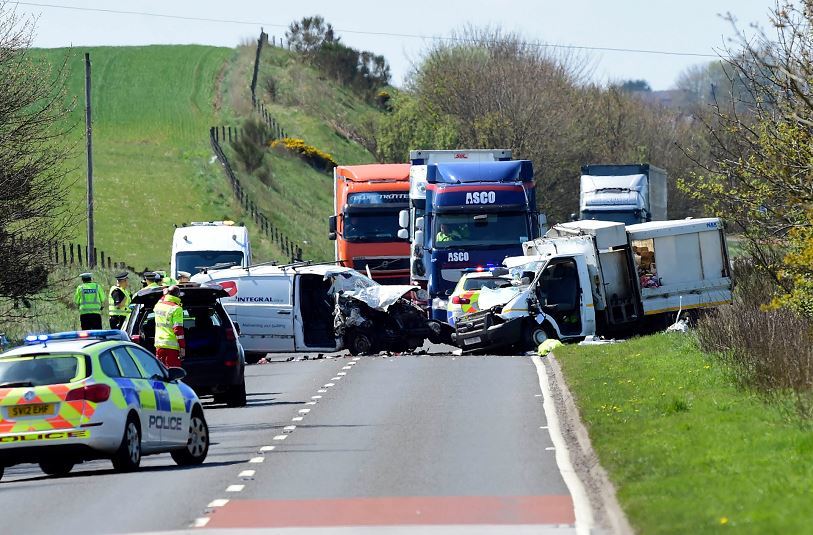 The scene of the crash on the A90 near Hatton, where William Buchan died