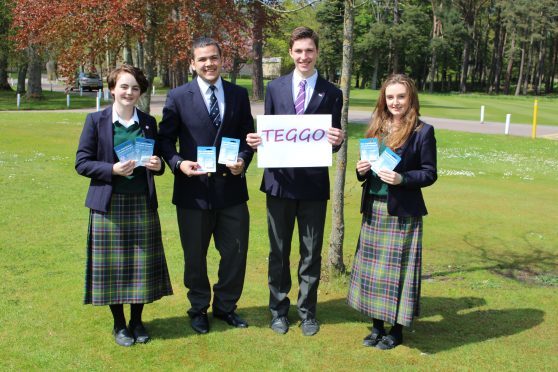 The Gordonstoun team behing Teggo: Imogen Mornement, Kane Edwards, Hugh Cunningham, Grace Pritchard.