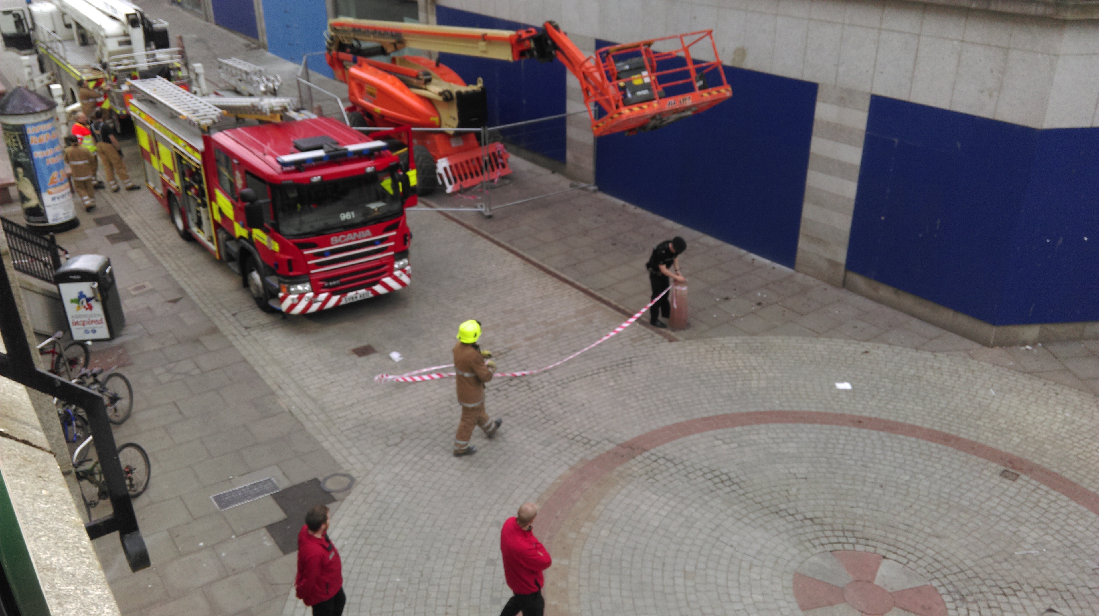 Police sealed off the area while fire crews tackled the blaze 