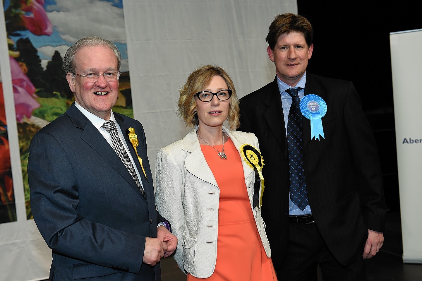 Stewart Stevenson, Gillian Martin and Alexander Burnett celebrate their wins in the north-east