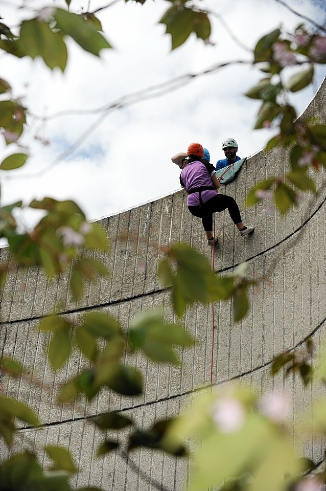 Pupils from Plewlands House, Gordonstoun, abseiled down the Chapel Wall 