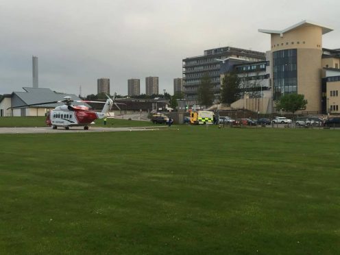 The helicopter safely landed at Aberdeen Royal Infirmary