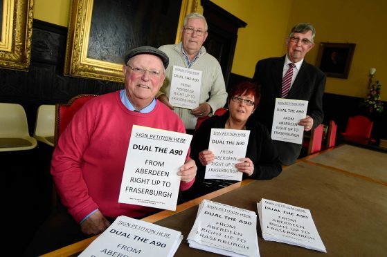 Ian Tait with backers of the petition to dual up to Fraserburgh.