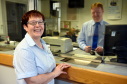 Irene Grant with Iain Davidson, branch manager of TSB in Keith.