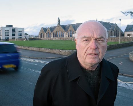 Jim McGillivray outside the secondary and primary schools in Dornoch, near to where the 30mph will be extended