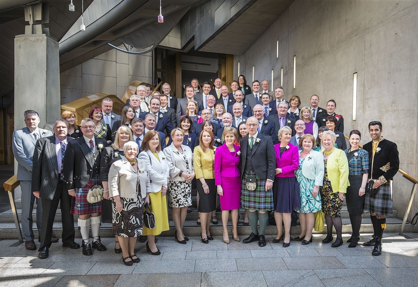 Newly elected SNP MSPs after being sworn in during the ceremony at the Scottish Parliament in Edinburgh