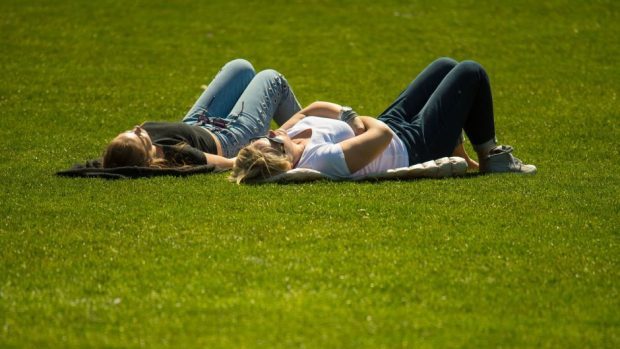 People enjoyed sun-bathing across the country yesterday