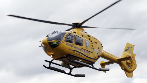 A Scottish Ambulance Service helicopter attended the scene