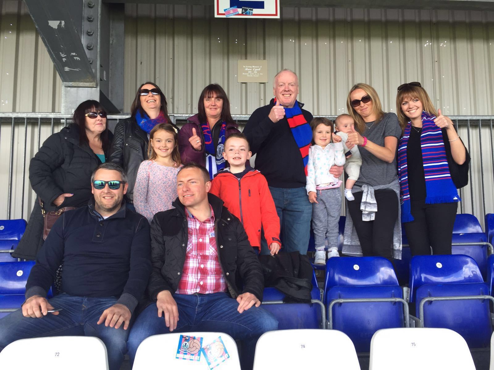 Ross Lyall's family with the new plaque