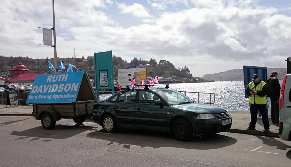 Ruth Davidson campaign vehicle was issued with a ticket