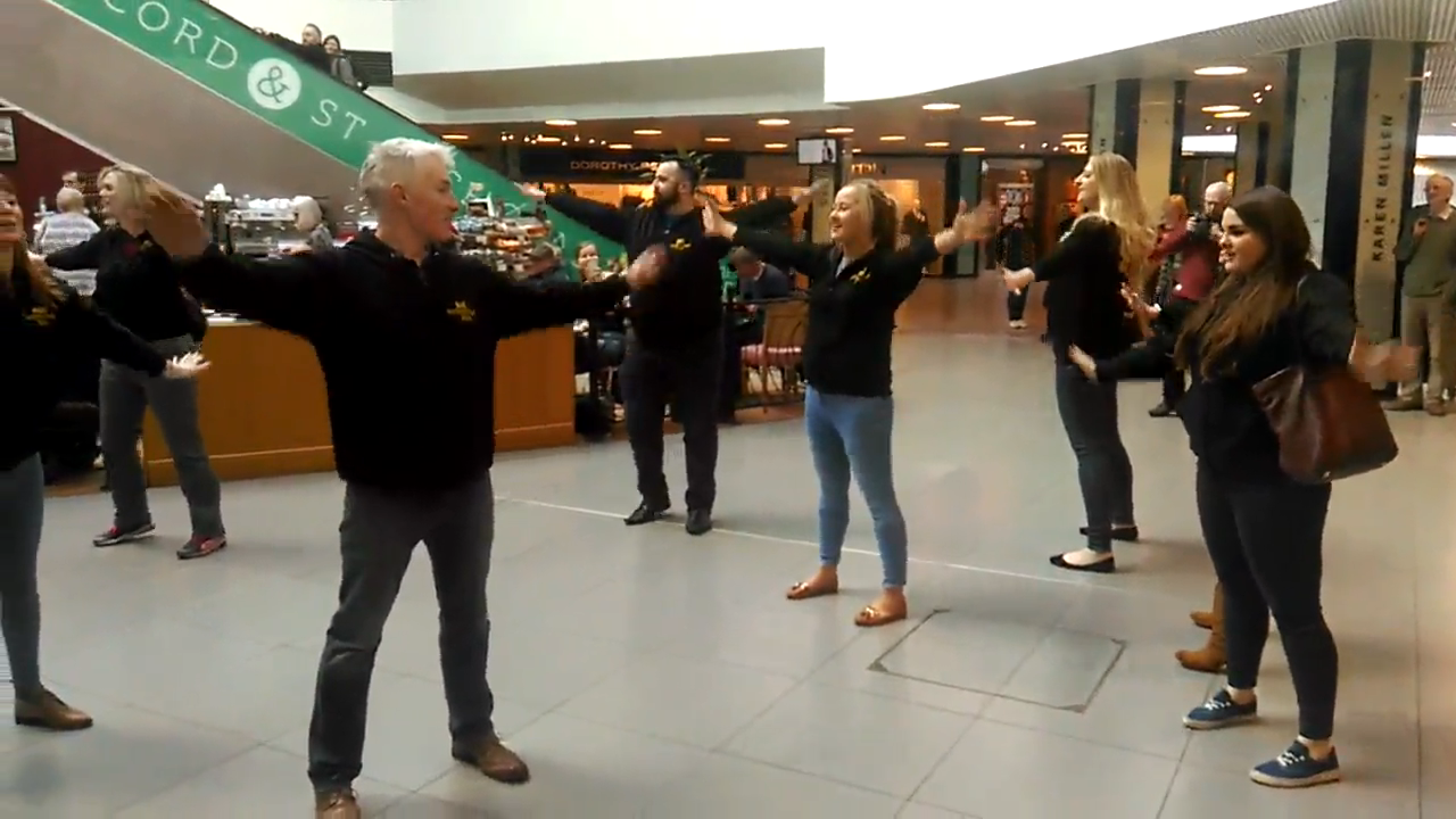 AOC Productions start their flash mob in the Bon Accord Centre