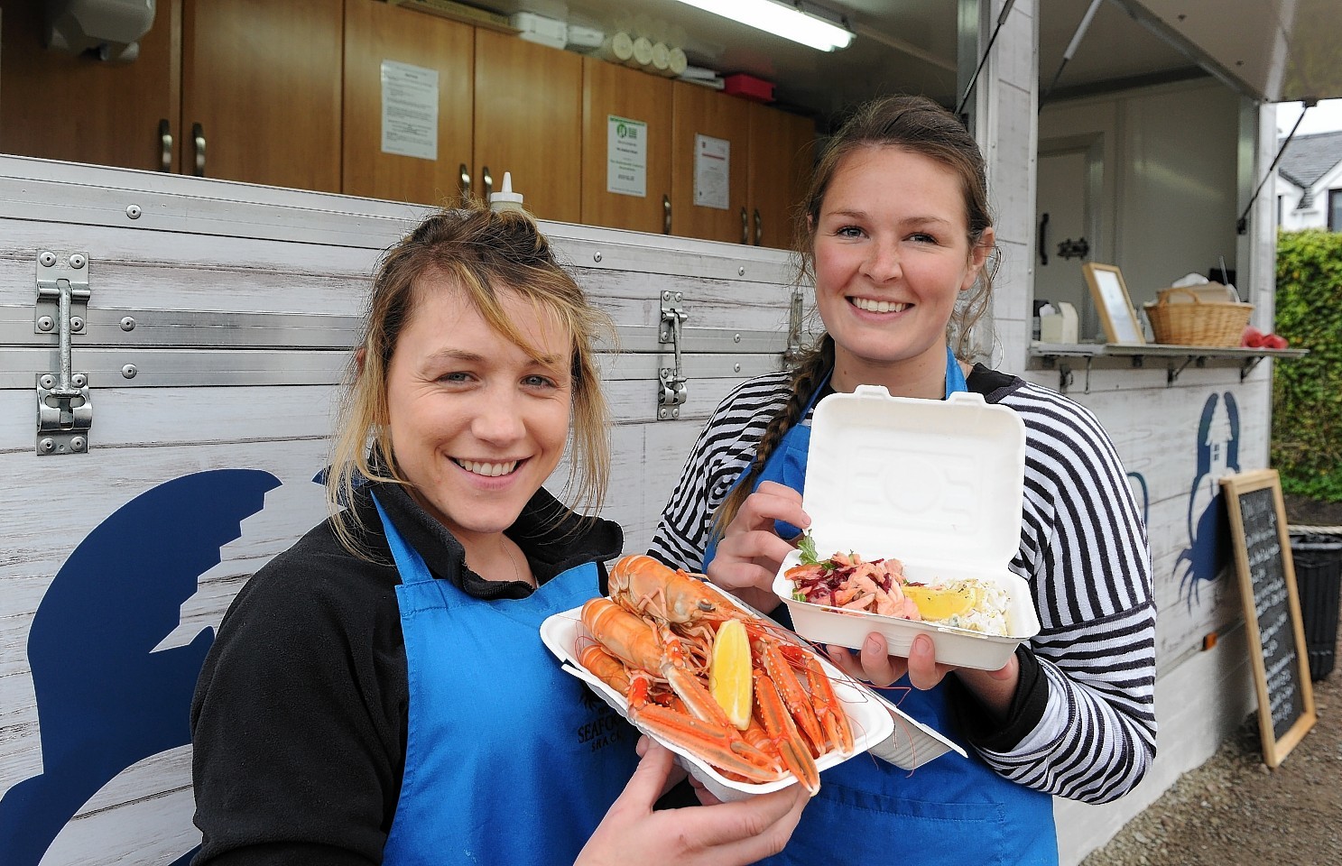 Fenella MacRae (left) and Kirsty Scobie with some of the produce being served at their Seafood Shack