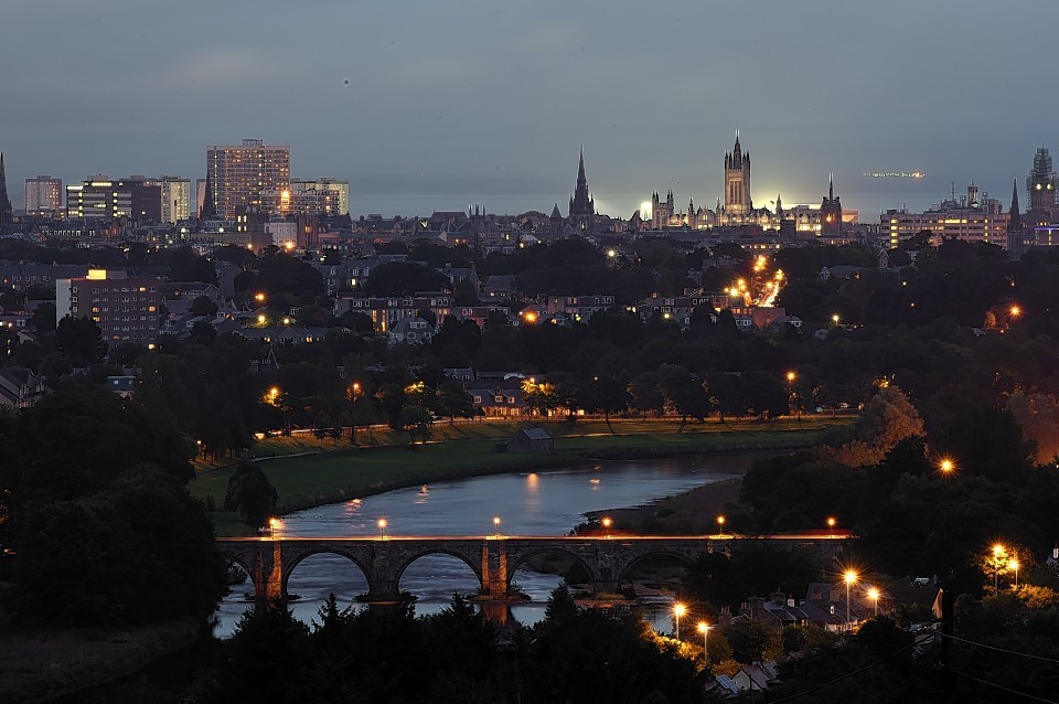 Night time image of Aberdeen. Image: Kenny Elrick /DC Thomson
