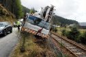 The damaged crane landed on the Inverness to Kyle of Lochalsh railway line