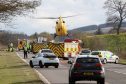 Air ambulance at the scene of the crash on A9