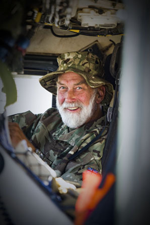 The Commandant General Royal Marines' Prize: Royal Navy Mobile News Team. HRH Prince Michael of Kent, Honorary Vice Admiral, Royal Naval Reserve visits exercise Black Alligator in the Mojave Desert.