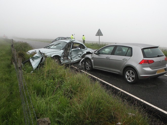 Scene of 5-vehicle fatal RTC on the A9 near Dunbeath.
Picture: Andrew Smith