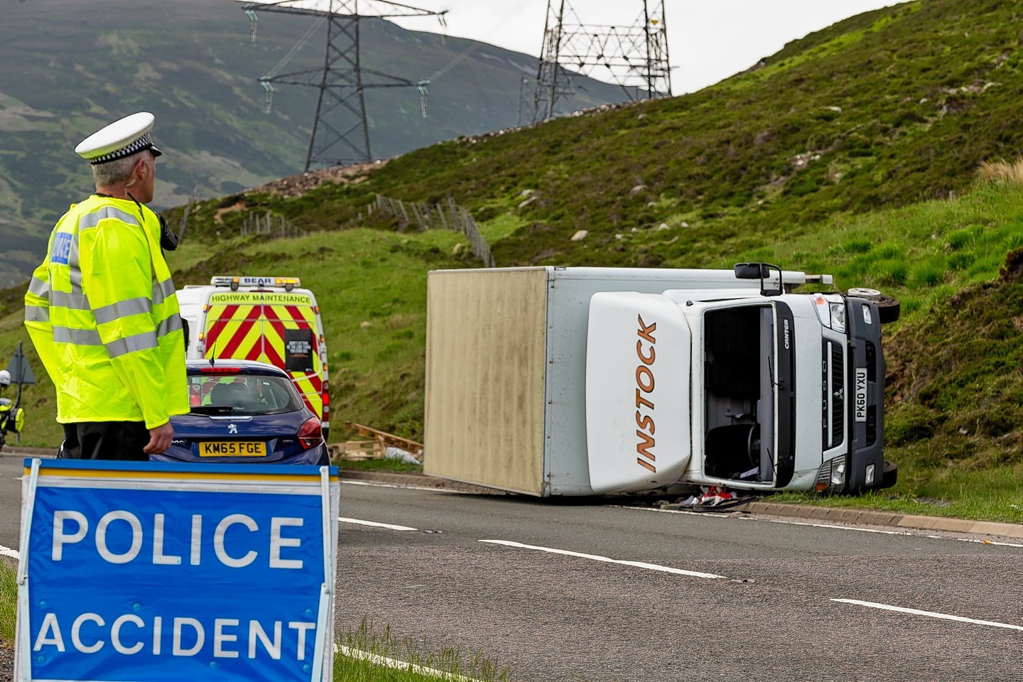 The lorry overturned on the A9