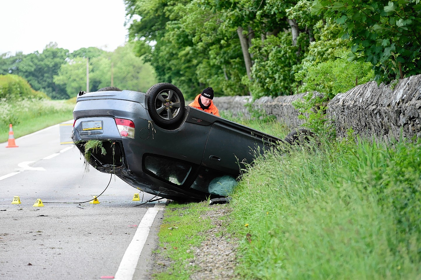 The scene of the crash on the A90 near Fraserburgh