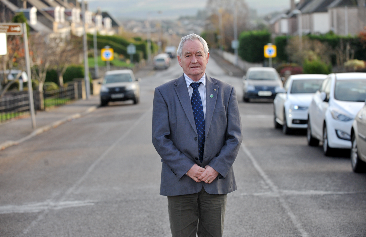 Council convener Allan Wright on Wittet Drive in Elgin, where the Western Link Road was proposed to go.