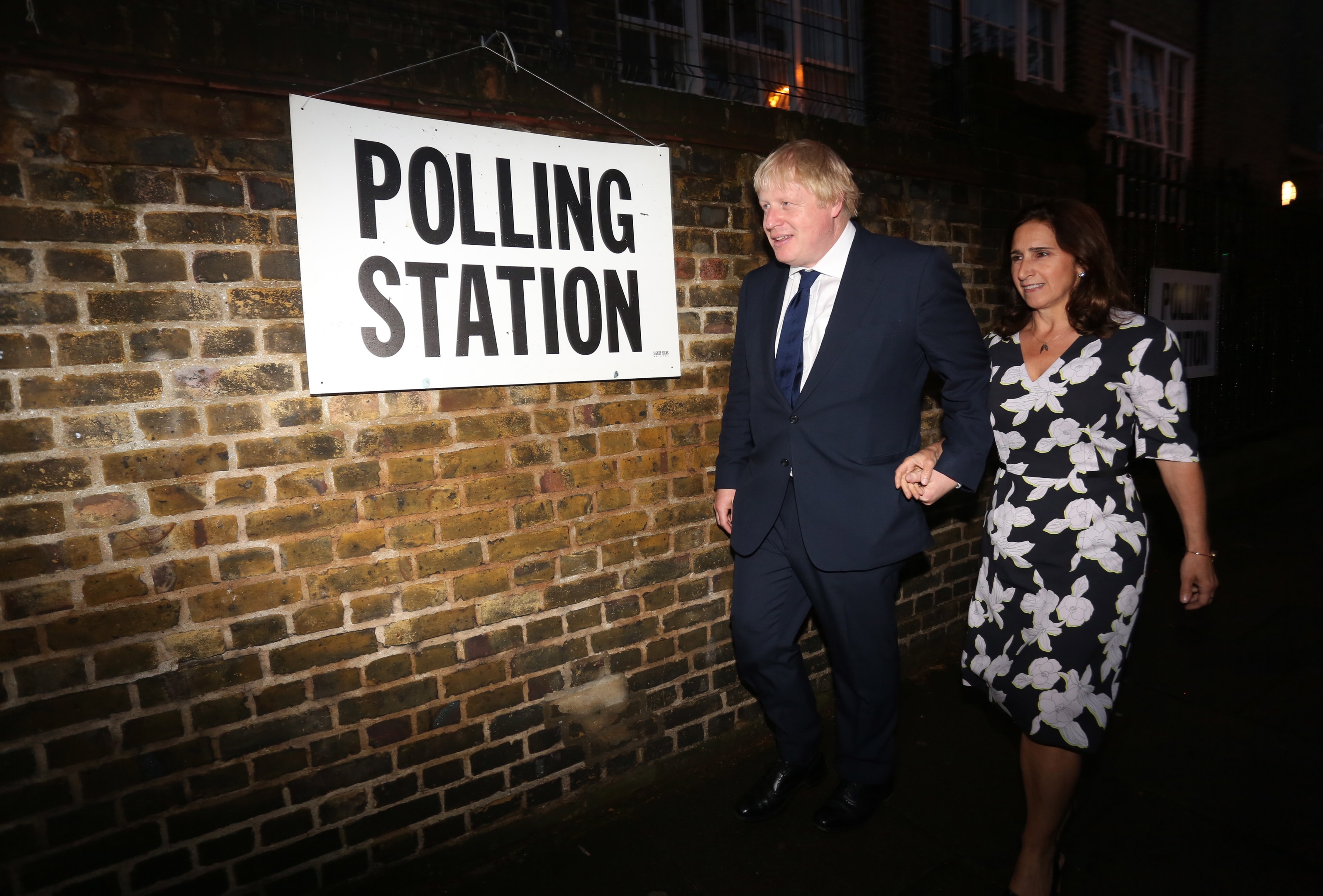 Boris Johnson and his wife Marina arrive to cast their votes