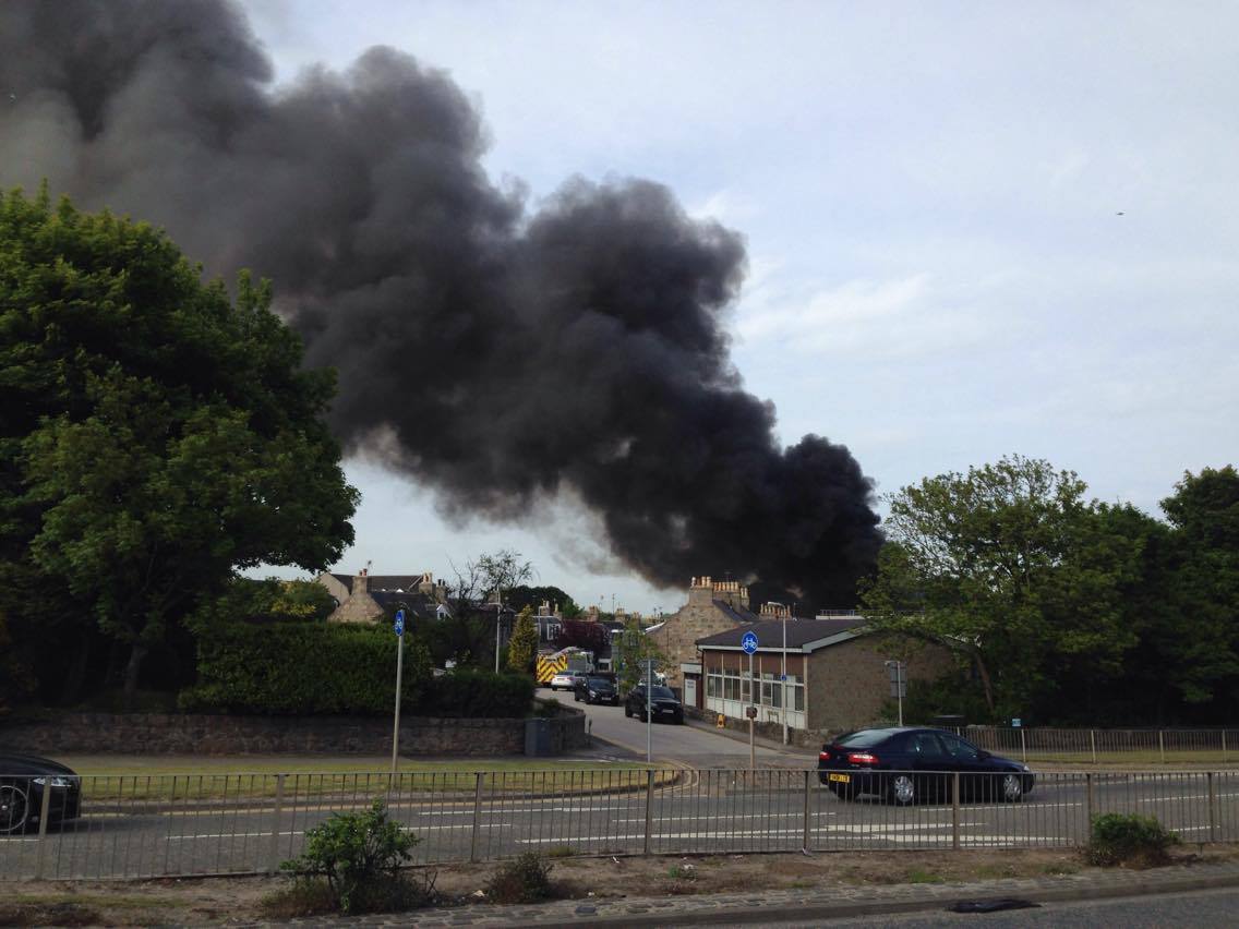 Smoke can be seen from a distance away from the blaze 