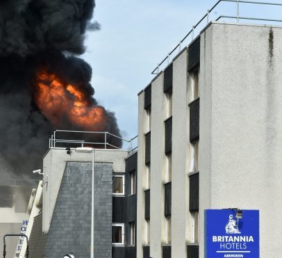 Britannia Hotel devastated by fire. Pictures and video by Colin Rennie