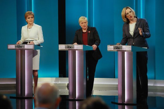 Nicola Sturgeon, Angela Eagle and Amber Rudd  during The ITV Referendum Debate
