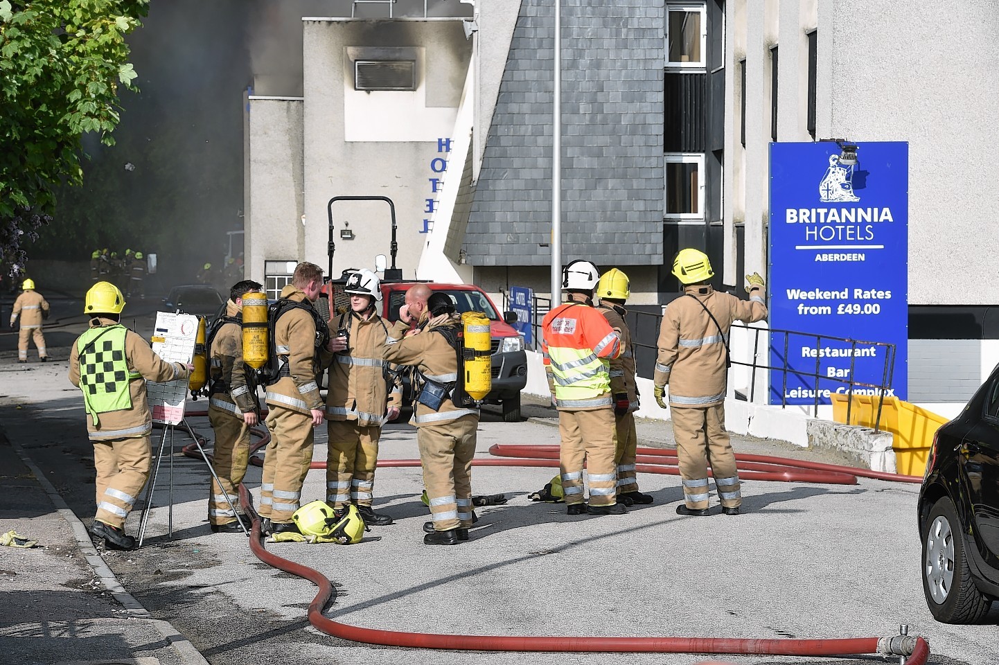 Britannia Hotel devastated by fire. Pictures and video by Colin Rennie