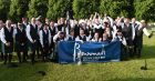 Celebrations from the St Lawrence O'Toole Pipe Band from Dublin after winning the European Championships.