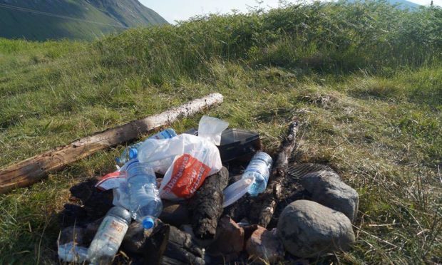 Rubbish left behind by visitors to Glen Etive