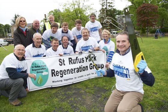 Gordon Buist, pictured front, production director at Chivas Brothers, with the rest of the volunteers.