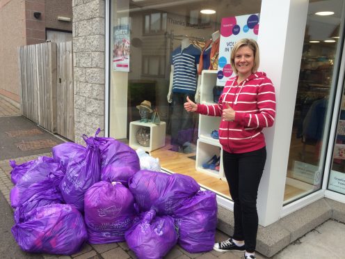 Heather Griffiths who runs groups in Inverurie & Oldmeldrum who's members help collect nearly 100 bags