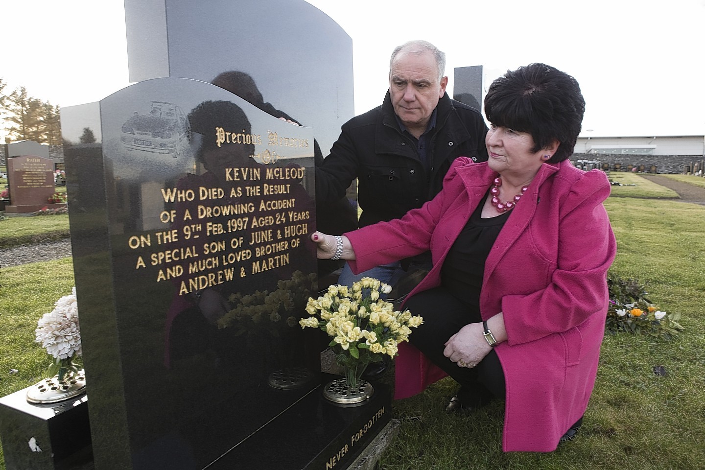 Hugh and June McLeod at Kevin's grave