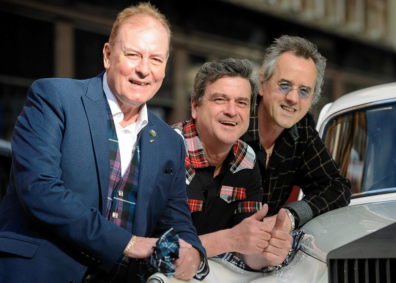 Stuart Wood (Woodie), Les McKeown, and Alan Longmuir, three members of the Bay City Rollers,