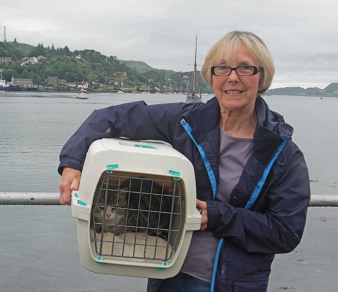 Jean Sutherland with the stowaway cat