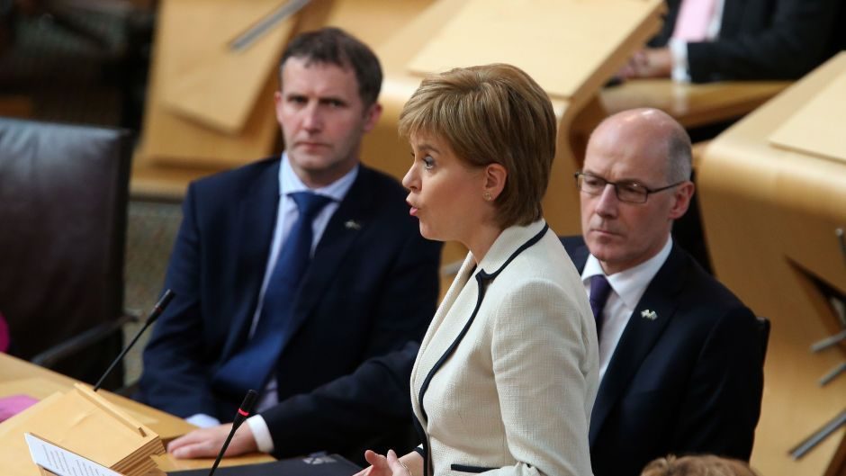 Scotland's First Minister Nicola Sturgeon makes a statement the Scottish Parliament