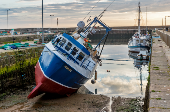 The Pegasus was moored at Burghead Harbour to be painted.