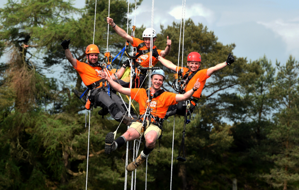 Climbing the height of Everest are climbers from Sparrow Offshore, Tyrebagger Quarry, Kinellar and Array Training. In the picture are from left: Ray Liversidge, Array, Tilo Philips, Array, Pete Rhodes, Sparrow, top and Kevin Mottram, Sparrow.