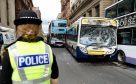 A runaway bus has caused chaos after ploughing into traffic in a horror smash this afternoon.  See CENTRE PRESS story CPBUS.  The double decker sped through a junction before colliding with as many as five other buses and three cars.  The terrifying incident occured in Renfield, Glasgow at around 4pm.