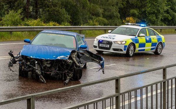 A one-car crash caused delays on the A96 earlier today.